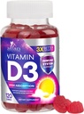 Vitamin D3 Gummy 5000 i.e. (125 μg) - dietni vitamini D dodatek za ženske in moške - kosti, zobje, mišice in imuno-zdravje, visoka jakost VIT D3 Narava je brez GMO in glutena - 120 Gumijev