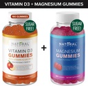 Brez sladkorja Vitamin D3 K2 Gummies (180 Gummies) in sladkor brez dodatne moči Magnezije Gummies (60 Gummies), Vitamin D3 Gummies 5000 i.e.+K2 MK7 80 mcg, Magnezijev Citrat Gummies 500 mg