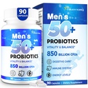 Probiotiki za moške, Advanced 50+ Moški Probiotik, Celovit Gut & Energy Support z 850 milijard CFU, 1800mg Prebiotiki Fiber – Prilagojena Wellness moški probiotiki za črevesno zdravje več kot 50, 90 Kapsula