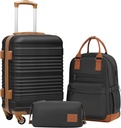 Coolife Prtljaga Set 3 kos Prtljaga Set Nositi na kovček Hardside Prtljaga z TSA Lock Spinner kolesa(črna, 3 kos komplet (BP/TB/20))