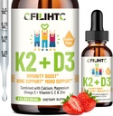 Vitamin D3 K2 Kapljice za otroke - omega 3, vitamin E, kalcij, magnezij in cink za boljšo absorpcijo - tekoči MK7 1000 i.e. D3 za zdrave kosti, podporo zobom in srcu - ne-GMO, 2 Fl Oz