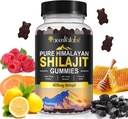 Shilajit Gummies, Pure Himalajan Shilajit Gummies s 100% Shilajit, Shilajit Organic Gummies Bogati s fulvično kislino 85+ Trace Minerali Primerni za moške in ženske, Non-GMO - 60 Gummy