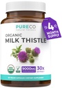 PURE CO USDA Organsko mleko Thistle Kapsule - 80% Silimarin Dopolnilo za Jetra- Super koncentriran 300mg 30:1 Milk Thistle ekstrakt jetra Detox 120 dan dobava