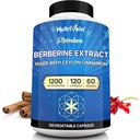 Nutrivein Premium Berberine HCL 1200 mg s Cinnamonom - 120 kapsul: visokoabsorpcijski Berberin dodatek za obrambo, prebavo in presnovo