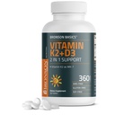 Bronsonov vitamin K2 D3 (MK7) dodatek ne-GMO Formula Vitamin D3 5000IU (125 μg) & 90 μg K2 MK-7, enostavno za pogoltniti D & K kompleks, 360 tablet