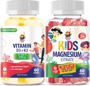 SUNNY SAM Vitamin D3 K2 Gummies 5000 i.e. & Magnezij Gummies za otroke Citrat Žvečljivi dodatek za Mood & Mišična podpora