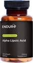 Endur Alpha Lipoic Acid, Antioksidant Defense & Cellular Energy Support, Takojšnja sprostitev, Vegan, Gluten Free, 300mg (150 Softgels)