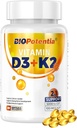 Vitamin D3 K2 z MCT Oil Supplement, vitamin D3 5000 i.e. & K2 100MCG (MK7), podpira imuno, zdravje kosti in zob - Gluten Free Non-GMO - 30 softgels