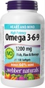 Webber Naturals Omega 3-6-9 Laneno seme, ribje in borage olje 1200 mg, 150 mehkih gelov
