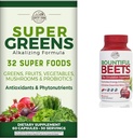 DRŽAVA FARMS Super Greens Sadni rastlinski probiotiki Antioksidanti Fitonutrients Pese Root Dutric Oxide Circulation Imunske podporne kapsule