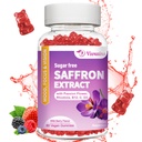 Saffron Gummies, 10 v 1 Saffron dopolnila Gummies z magnezijem, Ashwagandha & Rhodiola Rosea, Sugar Free Vegan mešane jagodne arome - 60Cts