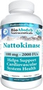 Bio Absorb Nattokinase Supplement. 100 mg, 2000 FU. 400-dnevna dobava. Ne-GMO Natto ekstrakt Enzyme (400 Veggie Caps)