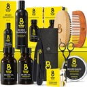 Beard Club Premium Bradasti komplet za moške - Grooming & Care Kit - Cedar & Sandalwood Oil, Sandalwood Balm, Šampon, Brush, Comb, Trimming škarje, Straight Edge Razor - Darilni komplet