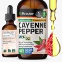 BIO KRAUTER® Cayenne Pepper kapljice 684 mg - Pure Vegan Cayenne Pepper Dopolnila 2 Fl.Oz 28 Dnevi dobave - Naravni kapsaicin za prebavno podporo - Alkohol in sladkor brez, ne-GMO