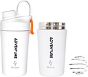 Ozizo Protein Mixing Cup za mešanice beljakovin – 20 Ounces Nerjaveče jeklo Stresalnik steklenica, Izolirano, Puščavo dokaz, Odor odporna, Majhen srčkan fitnes mešalnik za moške, ženske, fantje, dekleta, Vroče in hladne pijače
