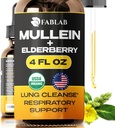 FabLab Mullein Leaf Extract z Elderberry 4 Fl Oz - Izdelano v ZDA - Kapljice za boljše Lung - Mullein Tinkture za Lung Detox - Bronhialno čiščenje za kadilce - Respiratorni zeliščni dodatek