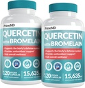 28-in-1 Quercetin z Bromelainom - Quercetin 500 mg Kapsule za dnevno podporo imunske zaščite - Quercetin z vitaminom C in cinkom za odrasle, obogaten z vitaminom D (120 ct, pakiranje po 2)