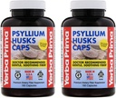 Yerba Prima Psyllium Husks Pokrov 180 kap (Pack of 2) - Naravni fiber dopolnilo in čiščenje kolonij - Gut zdravje - Ne-GMO Gluten brezplačno