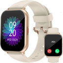 RUIMEN Pametne ure za ženske moške (Odgovor / Make Calls, 2 pasovi vključeni), 1.8" Smartwatch za iOS/Android telefoni, Fitnes Tracker Heart Rate/Speep Monitor Digitalna Watch vodoodporna Milky bela