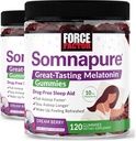 Sila Factor Somnapure Gumies z Melatonin, Brez drog podporo za spanje dodatek za odrasle z občasno nespečnostjo, Dream Berry Flavor, 120 Število (Pack od 2)
