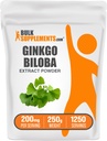BulkSupplements.com Ginkgo Biloba Extract Powder - iz Ginkgo Biloba Leaf, Antioksidant Vir, Zeliščni dodatek - Gluten Free, 200mg na Serving, 250g (8.8 oz) (Pack of 1)