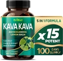 Grimed Kava Kava 19,700mg - X 15 Moč z Ashwagandha Lemon Balm - Moč, Sprostite se, Obnovite, pomirite - Made in USA (100 Count (Pack of 1))