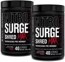 Jacked Factory Nitrosurge Shred Max Preworkout - Visoko zmogljiv termogenski Predworkout prašek z L citrulin, Acetil L karnitina, organski kofein - 80 Servinga, Cherry Bomb & lubenice Breach