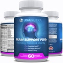 Brain Support Plus Brain Supplement za spomin in fokus, Nootropiki za koncentracijo in mentalno jasnost, Brain Vitamini B1, B6, B12, Fosfatidilserin, 1000mg, 60 Kapsule, Made in The ZDA.