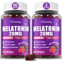 Melatonin Gumies 20mg za odrasle - maksimalna moč melatonin Gumies z L-teanin, Magnezij, Omega-3, MSM, D3 & cink - ne-habitno oblikovanje, Vegan, ne gensko spremenjeni, naravna mešana jagodičja aroma
