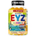 BrightKids Eye Health Gumies for Kids & Teens – Lutein & Zeaxantin Vision Support – Vegan, Non-GMO Eye Vitamini za zaslon čas – Okusni mango aroma – 60 Gumies