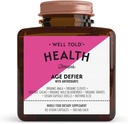 Anti-Aging Skin Supplement - Well Told Health Age Defier z organskim Amla, Cacao, in Resveratrol iz ekološkega grozdja - Non-GMO + Vegan (60 kapsul)
