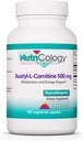 Nutriologija Acetil-L-karnitin 500 mg dodatek - Presnovna in energijska podpora, ALC, prosta oblika aminokisline, vegetarijanske kapsule - 100