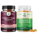 Mešanica D Manoze Kapsule za urinski trakt Zdravje za ženske Hitro delujoče Super koncentrirane brusnice 90ct in žvečljivi vitamin C Gumies za odrasle - Halal Vitamin C Imunska podpora Gumies