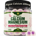Rastlinski kalcijevi gumiji 600mg z vitaminom D3 K2, magnezij, cink za kostno moč, dodatki brez sladkorja za ženske in moške (Certified Vegan) iz trajno organskih rdečih alge - 60 Counts