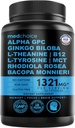12-v-1 nootropične Ginkgo Biloba za podporo možganov, spomin in fokus - B12, Alpha GPC, L Teanin in holine dopolnila z bioperinom, ki ni kofein 1321mg (60ct)