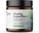 LUV health Vitality Superblend: Gobe dodatek - Superfood Powder s Cacao, Levje Mane, Cordyceps, Reishi, Zeleni čaj, in Kurkurji – Energija, Focus & Dnevna Wellness podpora Vegan, 30 Servinges