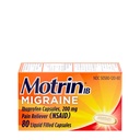 Motrin IB Migrena Relief Tekoči gel Kapsule z 200 mg ibuprofena na kapsulo, hitro in učinkovito Migrena glavobol Medicina z NSAID Pain Reliever Ibuprofen, Caffeine- Free, 80 ā