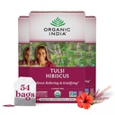 ORGANIČNA INDIA Tulsi Hibiscus čajne vrečke - sveti Bazilij Zeliščni čaj, sprostitev stresa, pomiritev, imunske podpore, USDA organski, kofein brezplačno -18 vrečke, 3 paketi