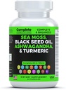 Sea Moss dodatek mešanica s črnim oljem Ashwagandha Turmeric Bladderwrack, Burdock & Vitamin C & D3 z bezgovo manuko Dandelion Yellow Dock Jodine