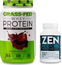 Nutrologija Grass Fed Whey Protein Powder, Podpira Lean Muscle Recovery & Performance, Kremasto čokoladno aromo (28 Servings) Zen Natural Magnezij dodatek (30 Servings)