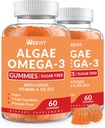 Vegan Omega 3 Gummies, Algae Omega-3 dodatek DHA 240mg, EPA 110mg w/Vitamin B12, CoQ10, ribje olje alternativa za odrasle - Brain, Bone, Eye & Immunity Podpora