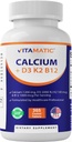 Vitamatski kalcij dodatek 1200 mg z D3, K2 & B12, Imunska in kostna podpora - 365 obložene tablete