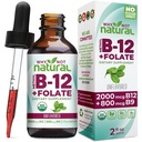 Zakaj ne naravni vitamin B12 Liquid Plus Folate - organska podjezična ekstra moč Veganske kapljice - metil dodatek s folinik
