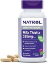 Natrol Milk Thistle 525 mg na postrežbo, prehranska dopolnila za digestivno zdravje, Milk Thistle Supplement, 60 Kapsule, 30 dnevna zaloga
