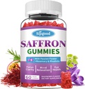 Žafran Gumies - Supplement brez sladkorja Saffron za moške Ženske Mood podporo dodatek z žafran ekstrakt, Passion Flower, Magnezij & Vitamini za sprostitev, Fokus, Raspberry Flavor, 60 Count