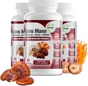 GreeNatr Popolna goba dodatek -10 v 1 Complex with Lions Mane, Cordyceps, Shiitake, Chaga, Turčija Tail za imuno podporo, Spomin, Focus & Natural Energy Booster - 180 kapsul (3 steklenice)