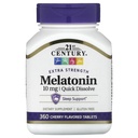 21. stoletje ekstra moč melatonin, hitro raztopite, Cherry, 10 mg, 360 tablete