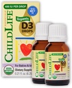 CHILDLIFE ESSENTIALS Organski vitamin D3 Kapljice za dojenčke in novorojenčke - kapljice vitamina D za dojenčke, 400 i.e. na tekočo kapljico, podpora za zdravje imunskega sistema in kosti, USDA organski, brez arome - 0,21 Fl Oz (2 paket)