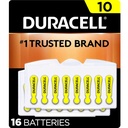 Duracell slušni aparat Baterije rumene velikosti 10, 16 Count Pack, 10A velikost slušni aparat baterije z dolgotrajno močjo, ekstra dolgo EasyTab Namestite za naprave za slušno pomoč