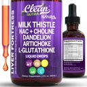 Čisti Nutraceuticals mleko Thistle NAC jetra čiščenje detox in popravila dodatek jetra podporo tekoče kapljice z Dandelion Extract, Artichoke, Chanca Piedra, Choline, L-glutatione, Burdock, Schisandra